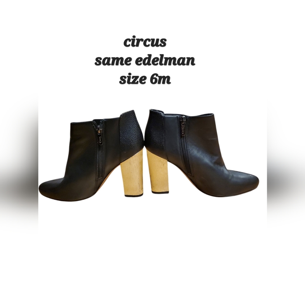 Circus by Sam Edelman ankle boot Size 6 Black leather w/ golden heel